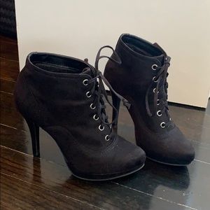 Black high heeled booties